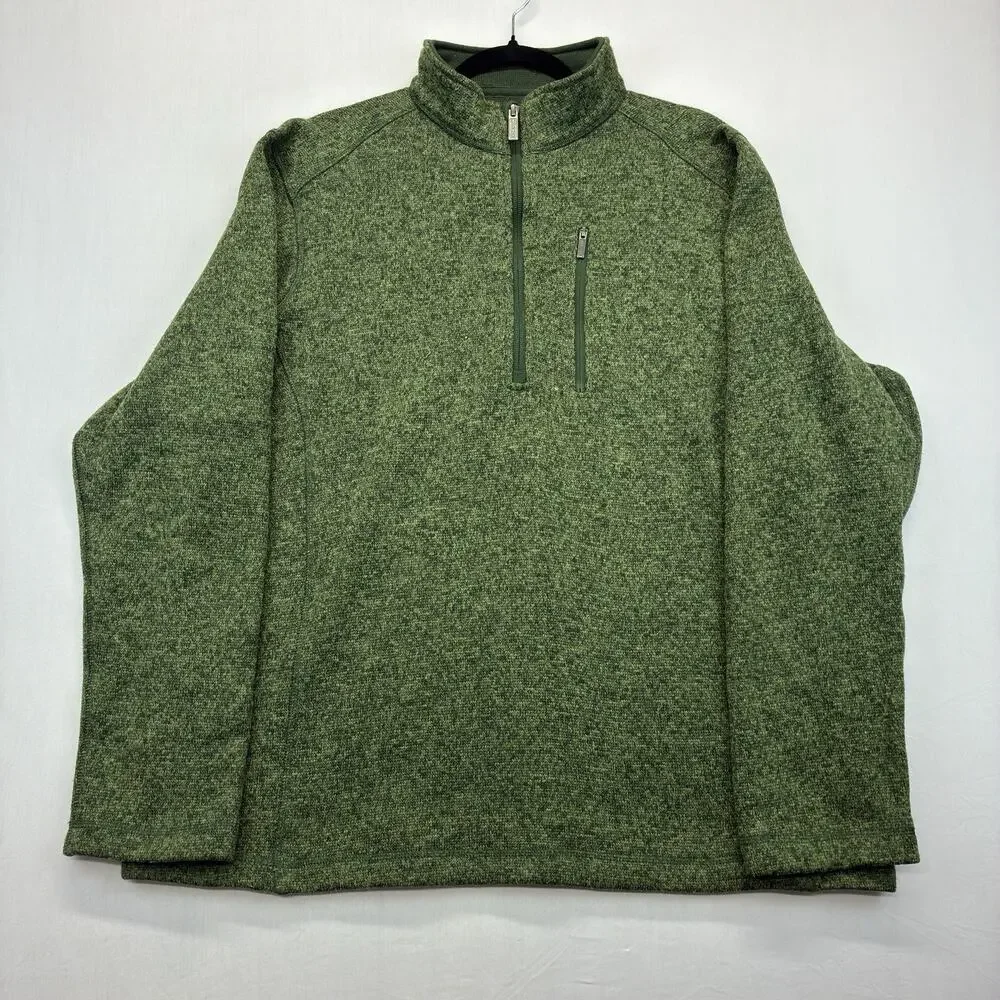 Woolrich Men’s XL Quarter Zip Sweater Fleece Pullover Green Outdoor